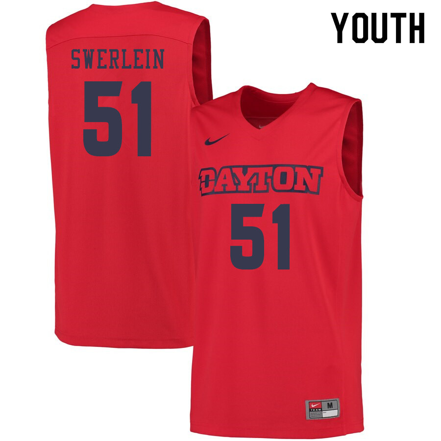 Youth #51 Drew Swerlein Dayton Flyers College Basketball Jerseys Sale-Red